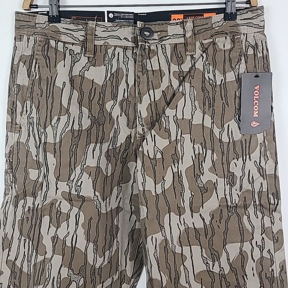 NWT Volcom Workwear Frickin Skate Work Chino Pants Camo Brindle 33x28 Retail $70 - Picture 2 of 9